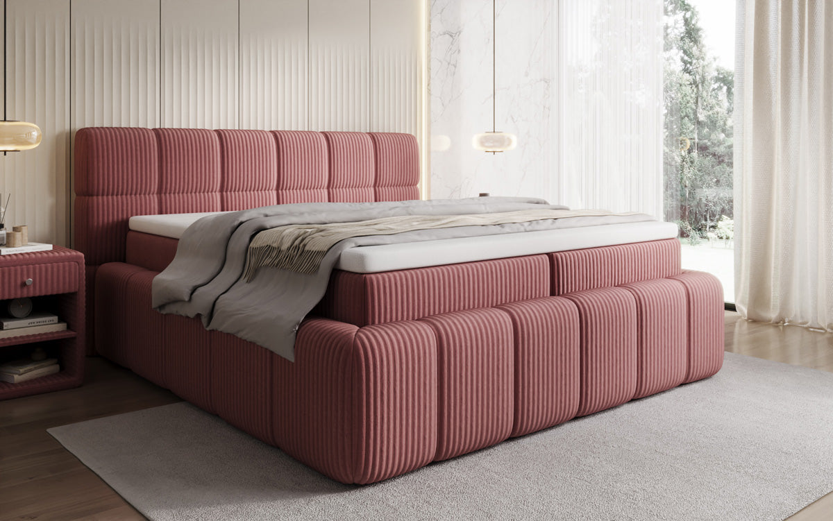 Boxspringbett Bombo in Cord mit Stauraum