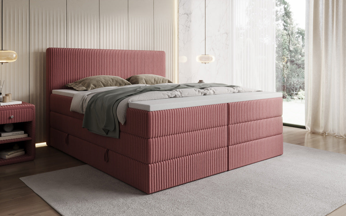 Boxspringbett Kubo King in Cord mit Stauraum