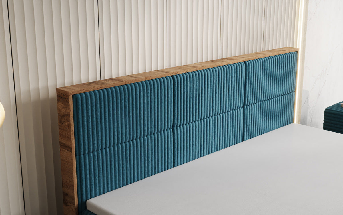 Boxspringbett Timber Panel in Cord mit Stauraum