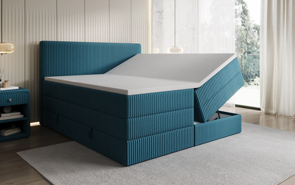 Boxspringbett Kubo King in Cord mit Stauraum