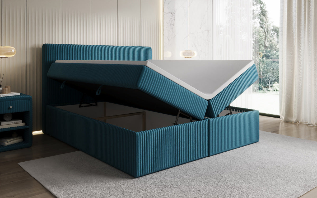 Boxspringbett Kubo in Cord mit Stauraum