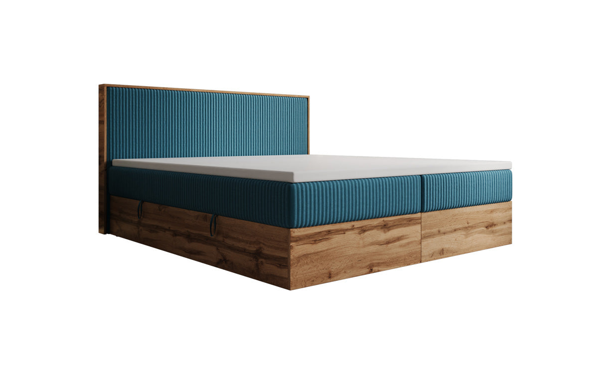 Boxspringbett Timber in Cord mit Stauraum