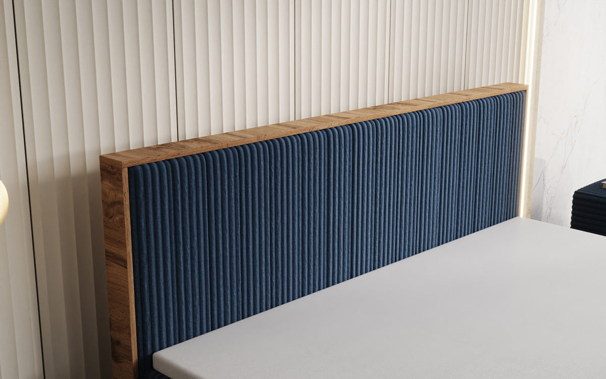 Boxspringbett Timber Line in Cord mit Stauraum