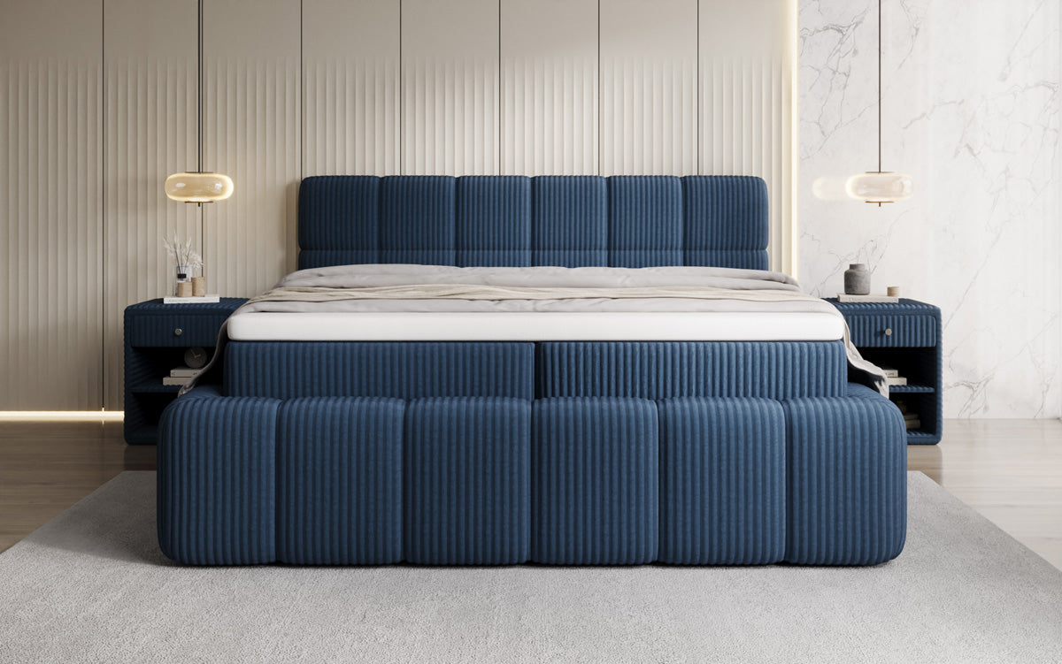 Boxspringbett Bombo in Cord mit Stauraum
