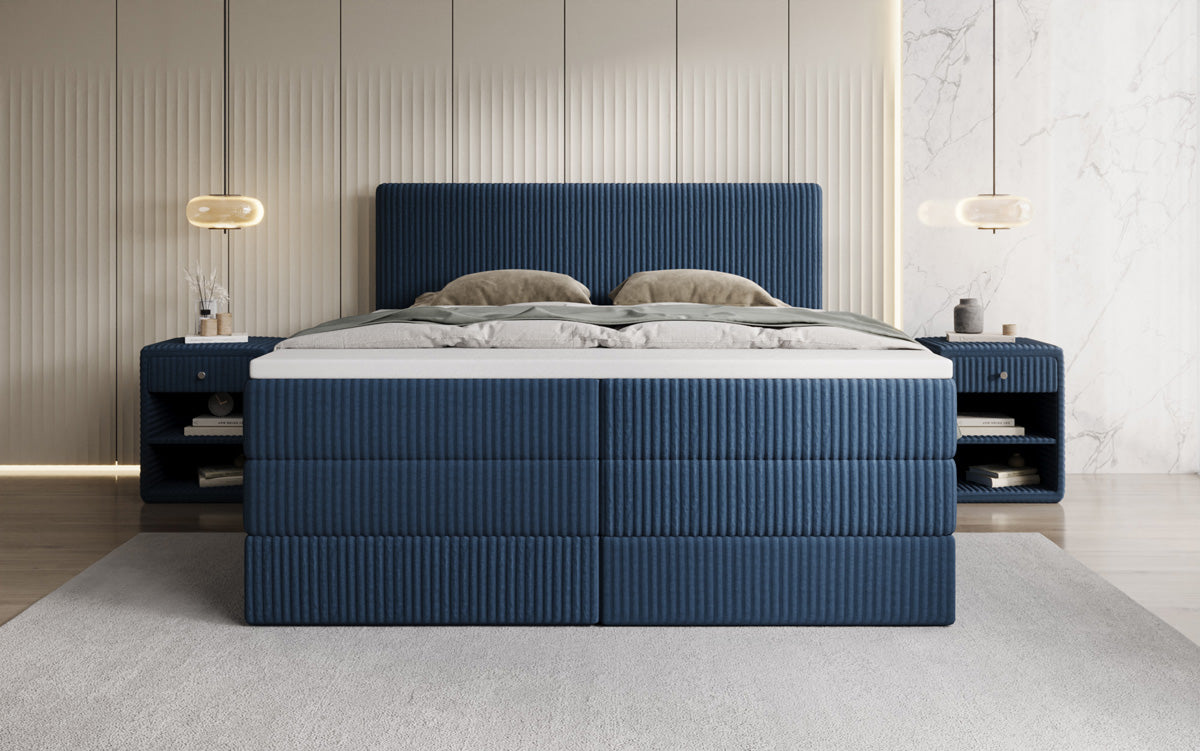 Boxspringbett Kubo King in Cord mit Stauraum