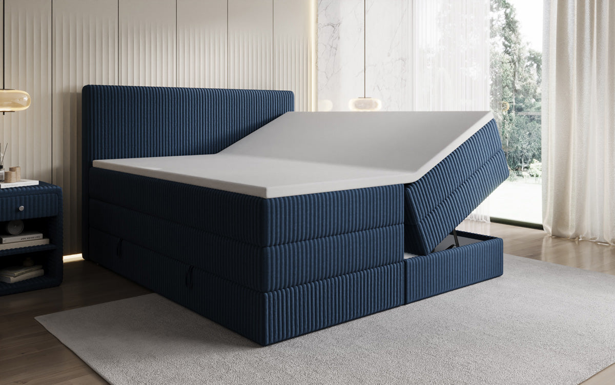 Boxspringbett Kubo King in Cord mit Stauraum