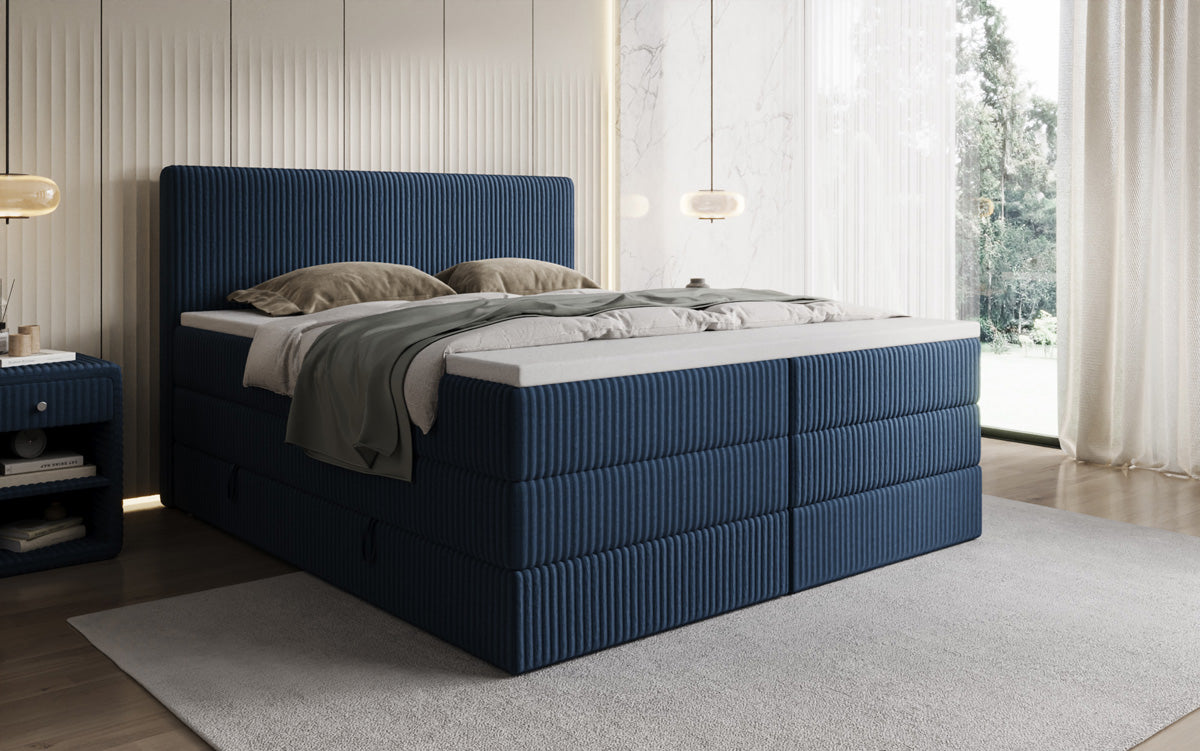 Boxspringbett Kubo King in Cord mit Stauraum