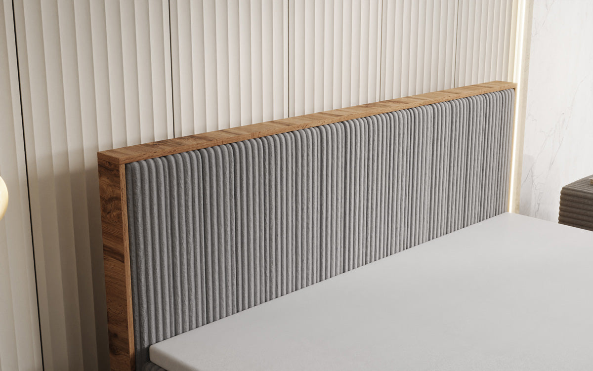Boxspringbett Timber Line in Cord mit Stauraum