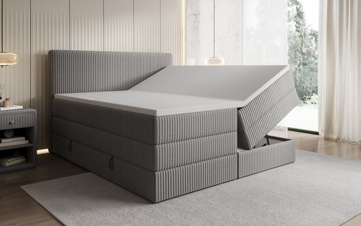 Boxspringbett Kubo King in Cord mit Stauraum