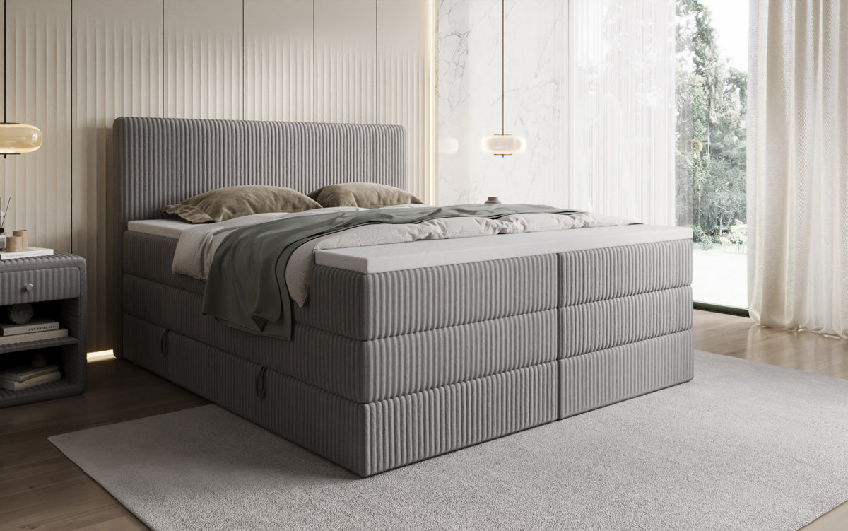 Boxspringbett Kubo King in Cord mit Stauraum