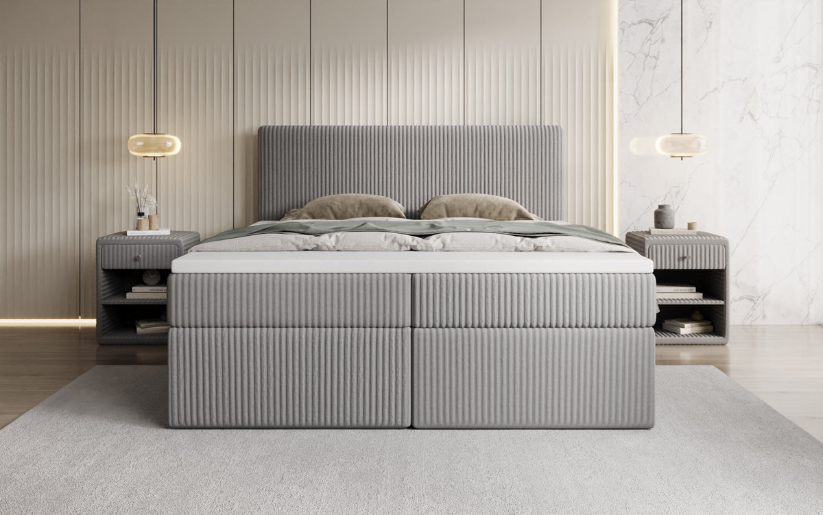 Boxspringbett Kubo in Cord mit Stauraum