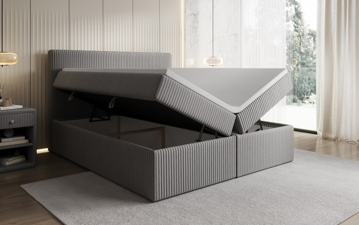 Boxspringbett Kubo in Cord mit Stauraum