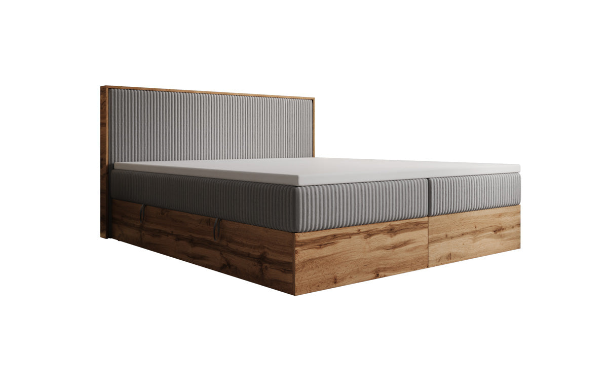 Boxspringbett Timber in Cord mit Stauraum
