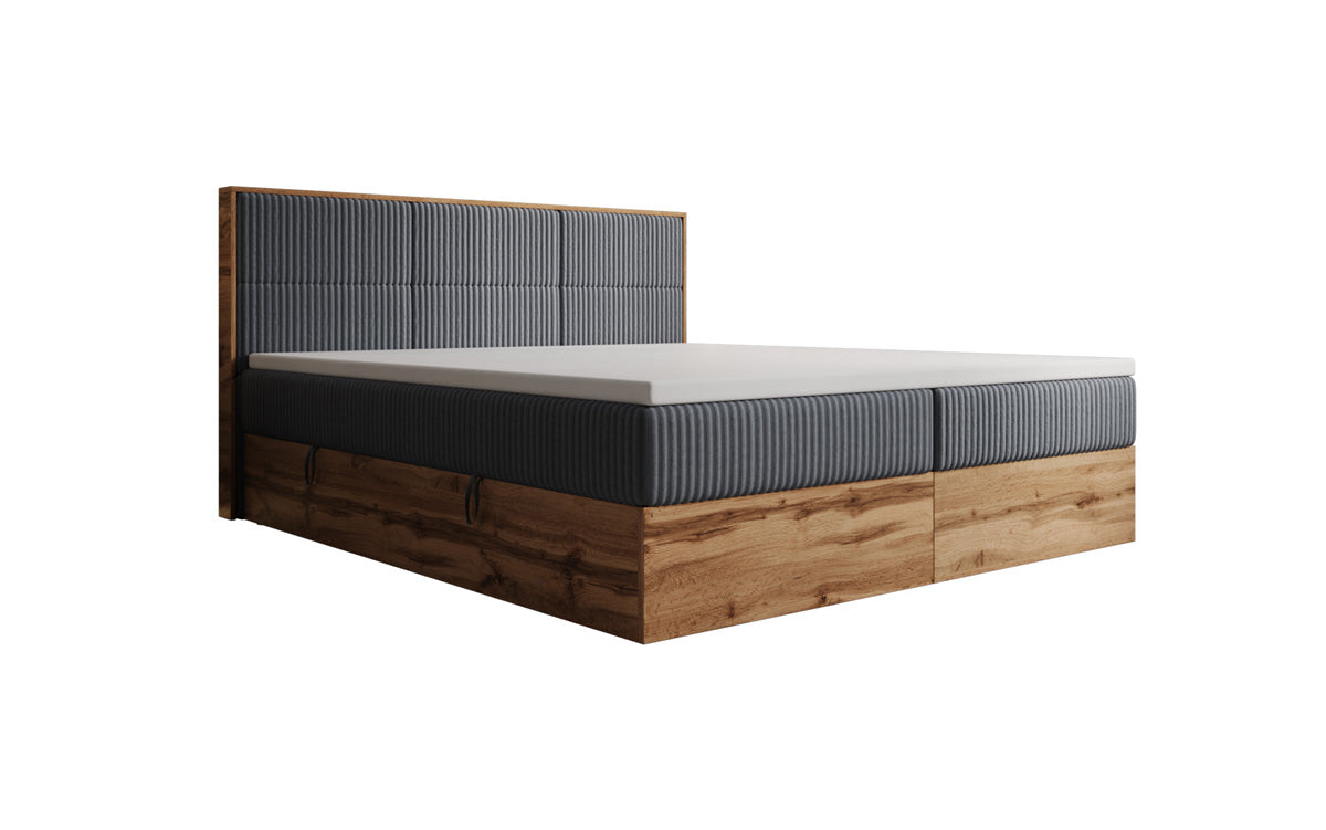 Boxspringbett Timber Panel in Cord mit Stauraum
