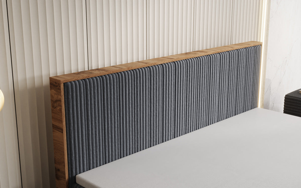 Boxspringbett Timber Line in Cord mit Stauraum