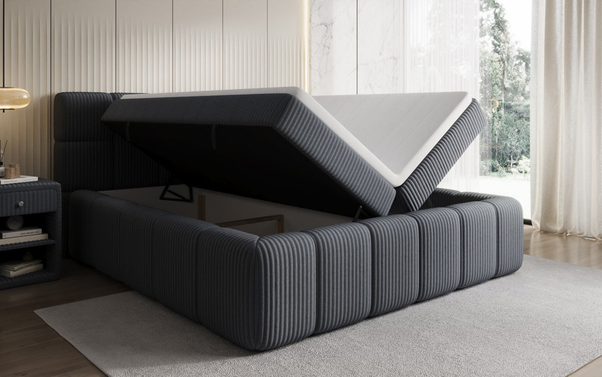 Boxspringbett Bombo in Cord mit Stauraum