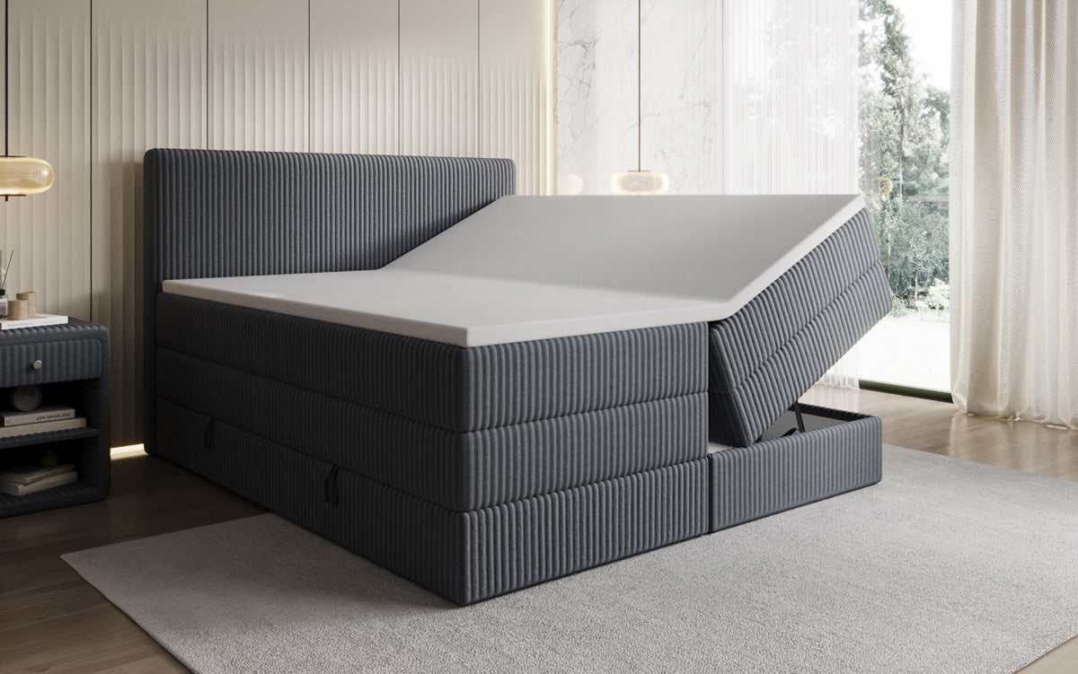 Boxspringbett Kubo King in Cord mit Stauraum
