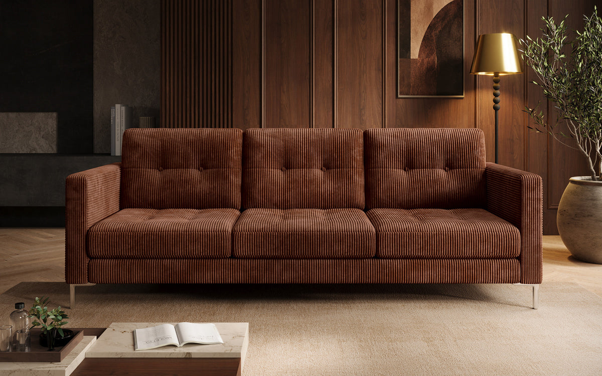 Designer 3 Sitzer Sofa Harvey mit Schlaf- und Klappfunktion in Cord