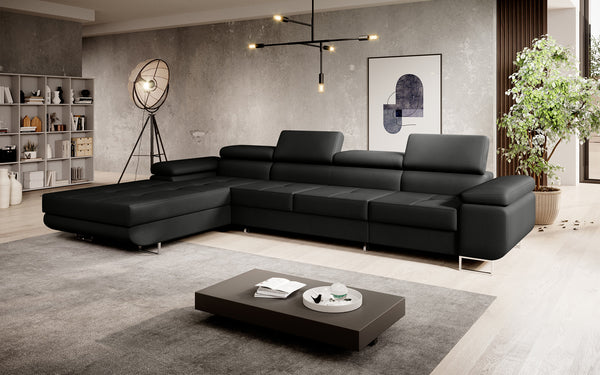 Designer Ecksofa Calvera Maxi mit Schlaf- und Klappfunktion in Kunstleder