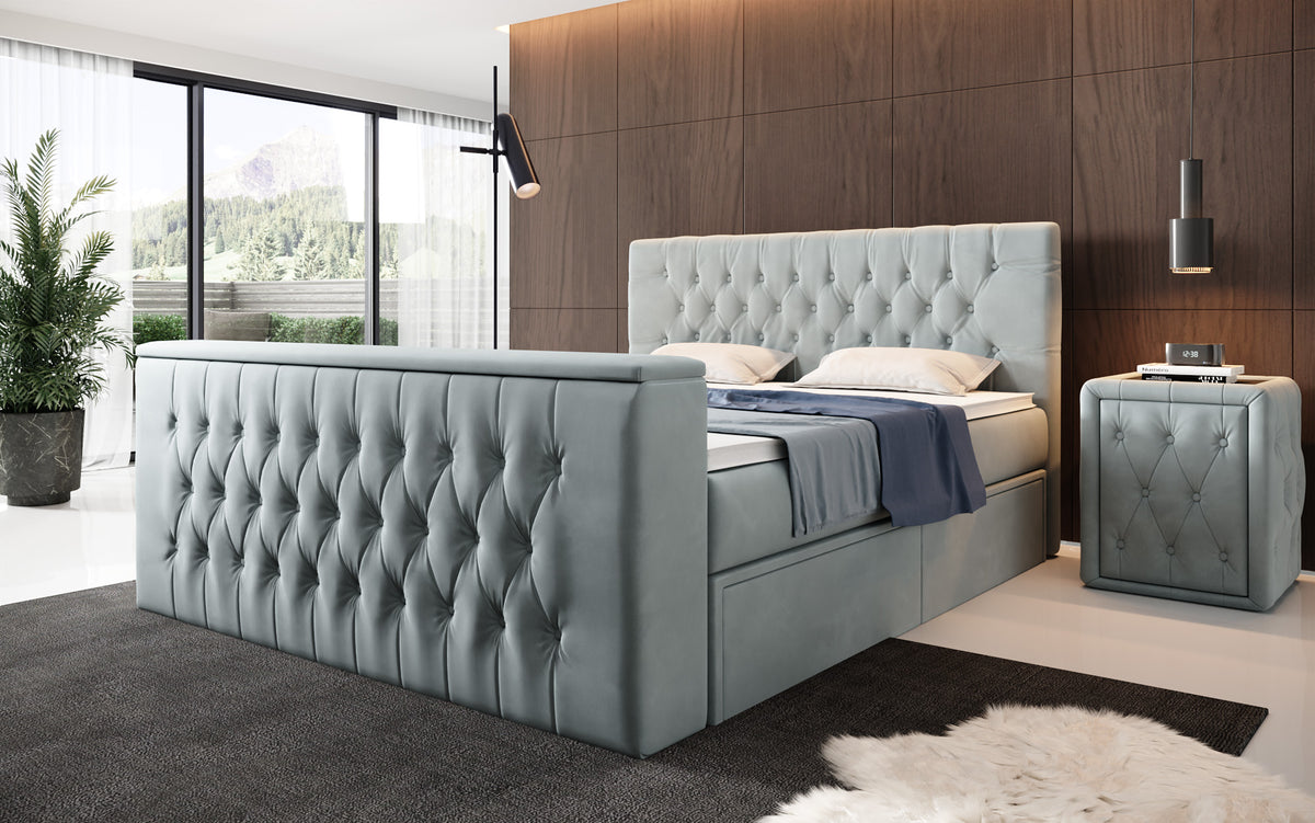 Boxspringbett Vulnero mit TV Lift und Stauraum (2 Schubladen)