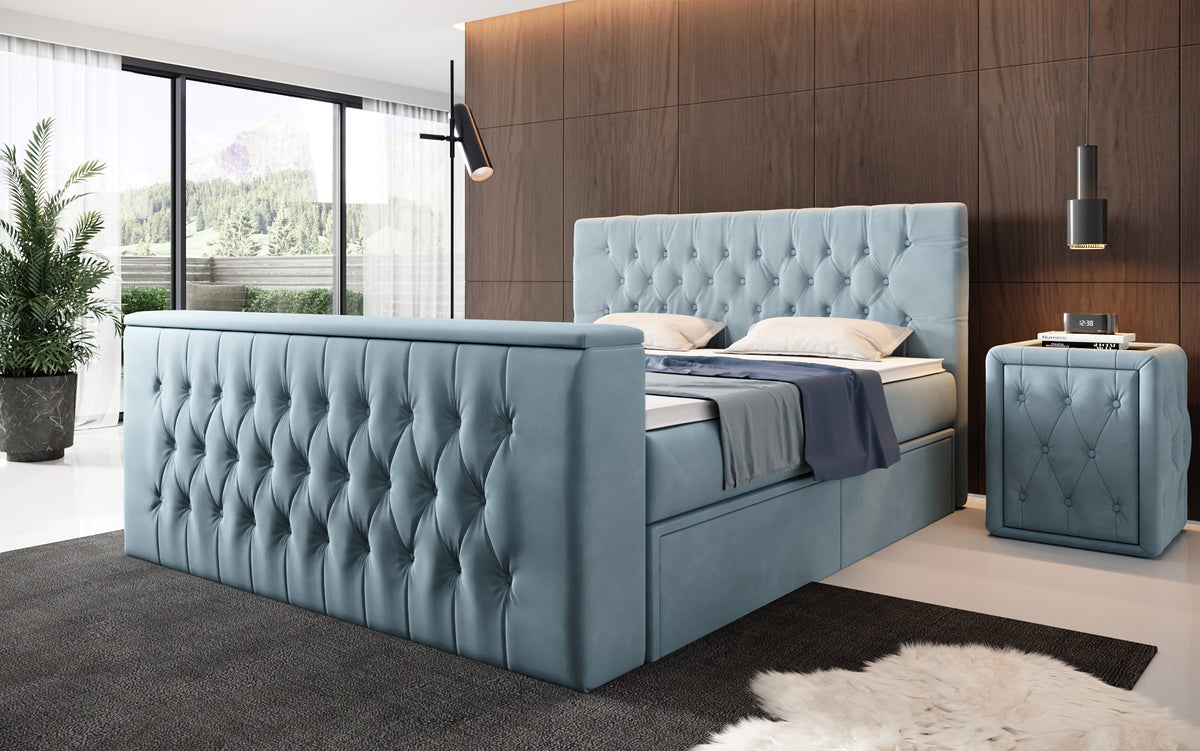 Boxspringbett Vulnero mit TV Lift und Stauraum (2 Schubladen)