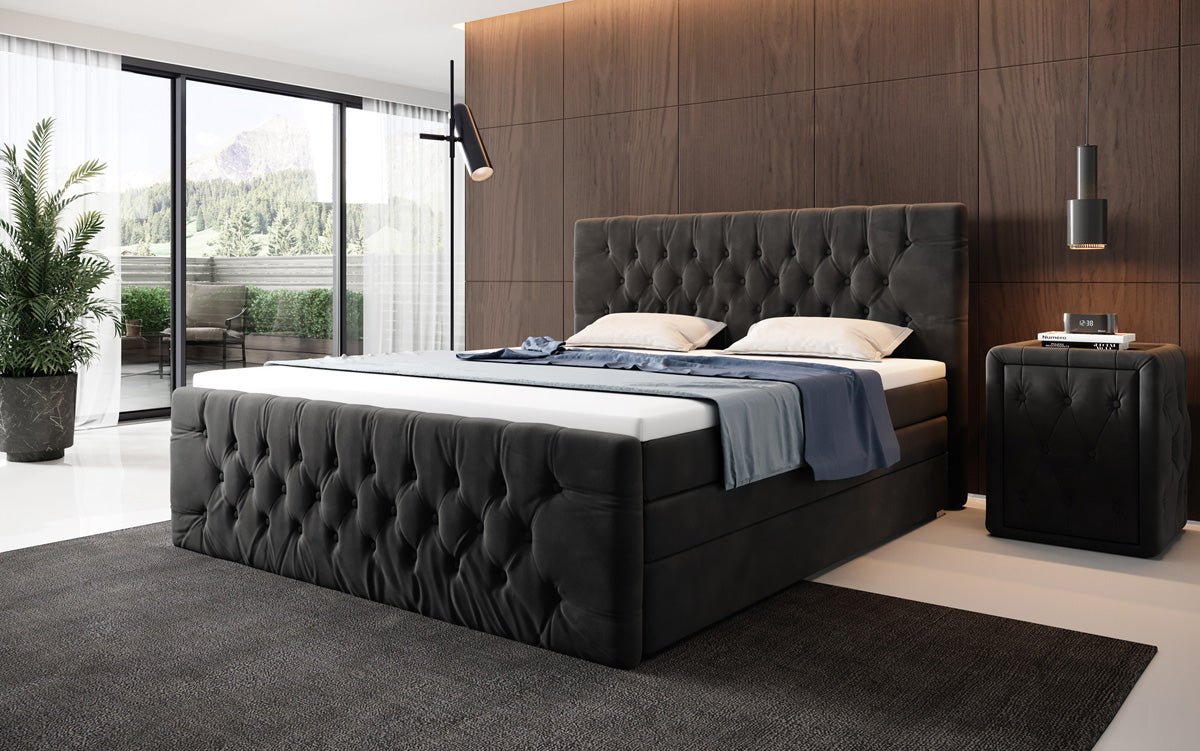 Boxspringbett Velutto mit Stauraum - Chesterfieldoptik