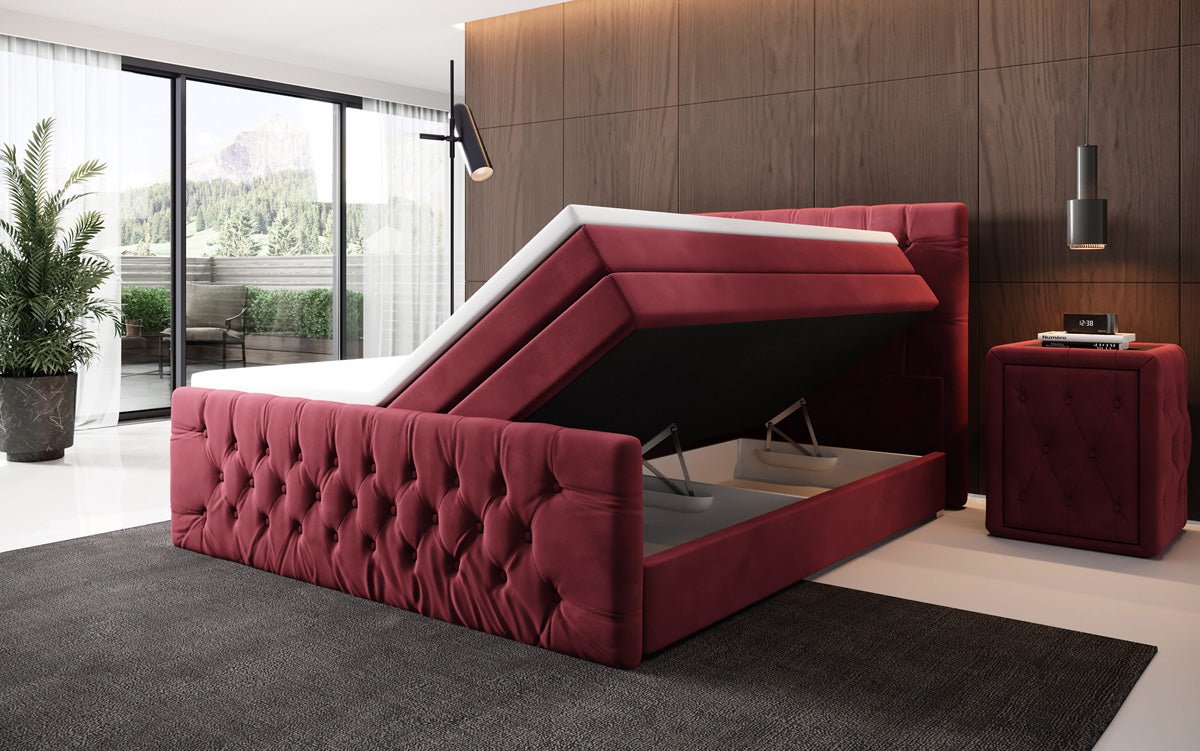 Boxspringbett Velutto mit Stauraum - Chesterfieldoptik
