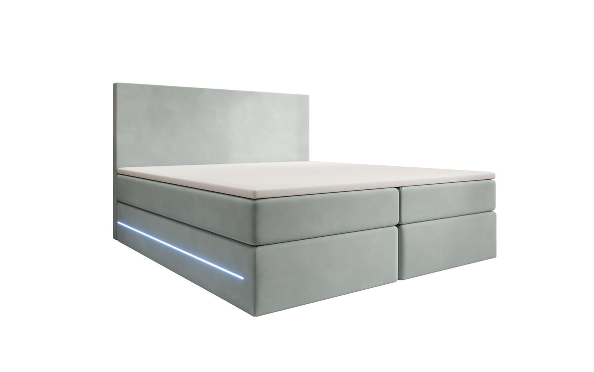 Boxspringbett Voyage mit LED u. Stauraum in Samt