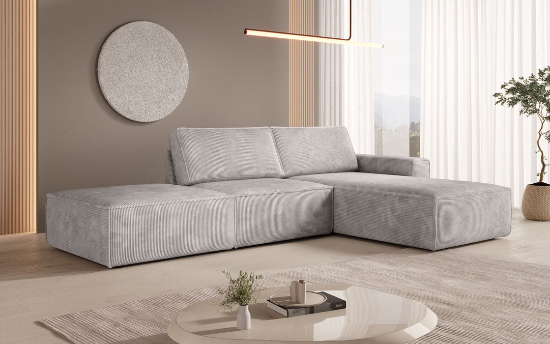 Modulares Ecksofa Yuma mit Beistellhocker aus Cord