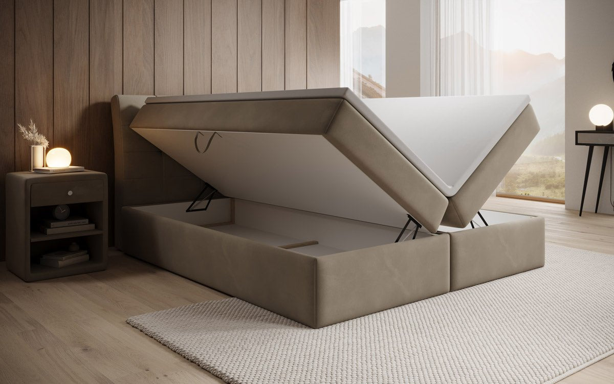 Lit boxspring Amalia Velours avec espace de rangement