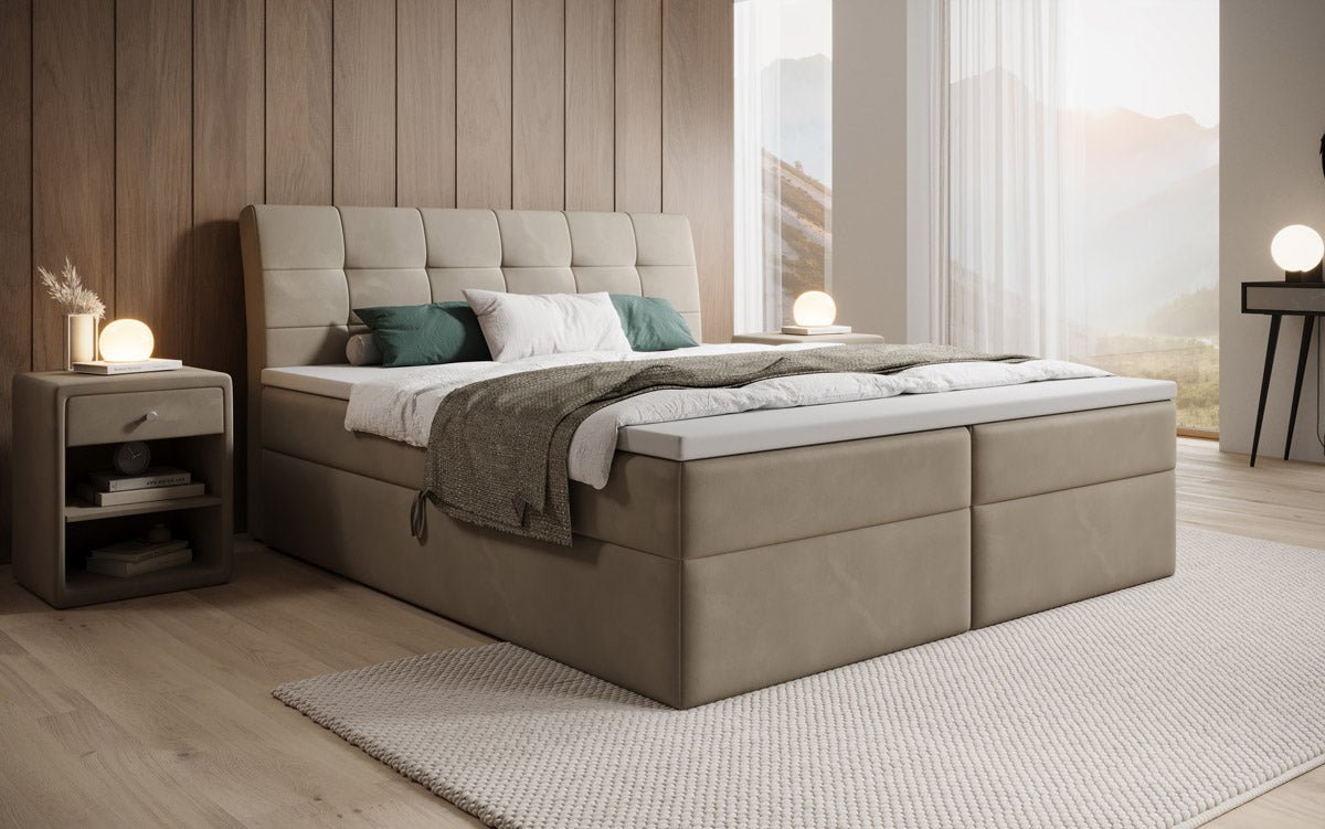 Lit boxspring Amalia Velours avec espace de rangement