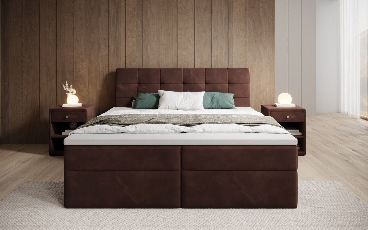 Lit boxspring Amalia Velours avec espace de rangement