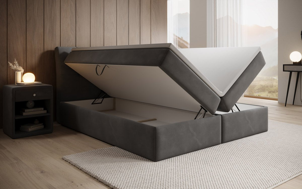 Lit boxspring Amalia Velours avec espace de rangement