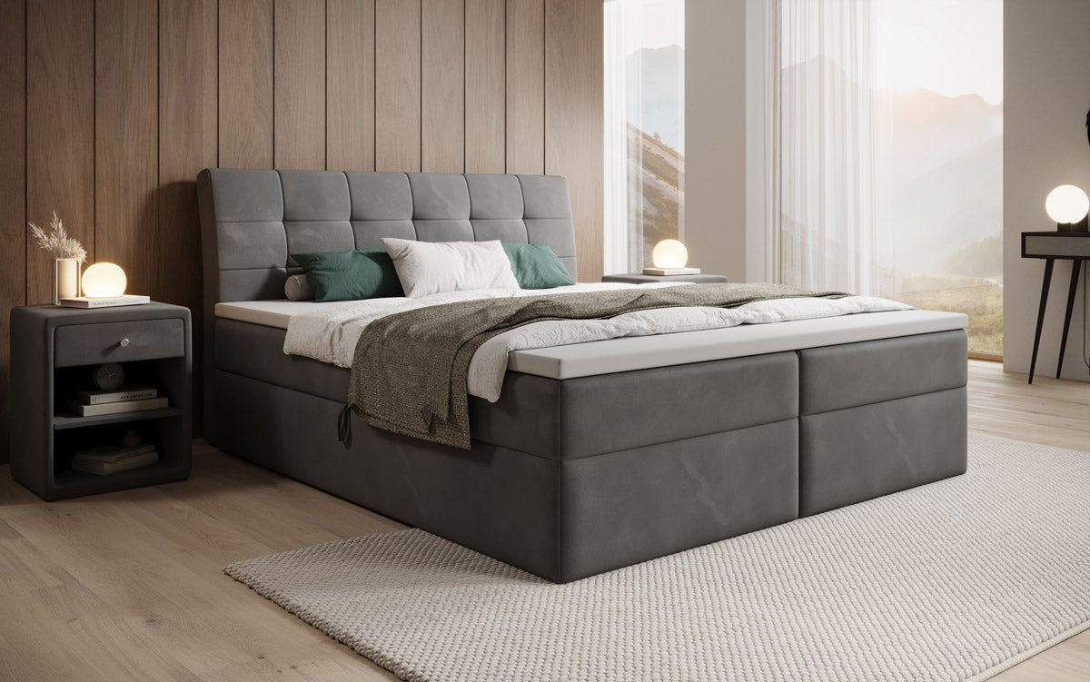 Lit boxspring Amalia Velours avec espace de rangement