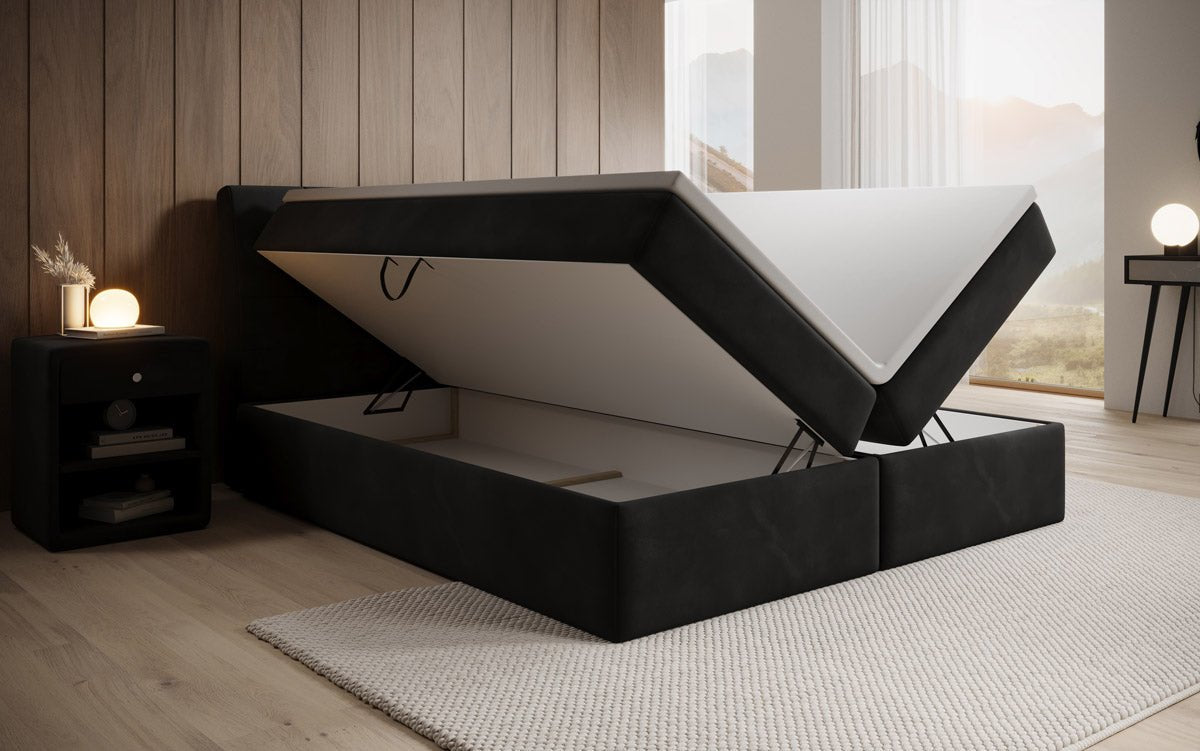 Lit boxspring Amalia Velours avec espace de rangement