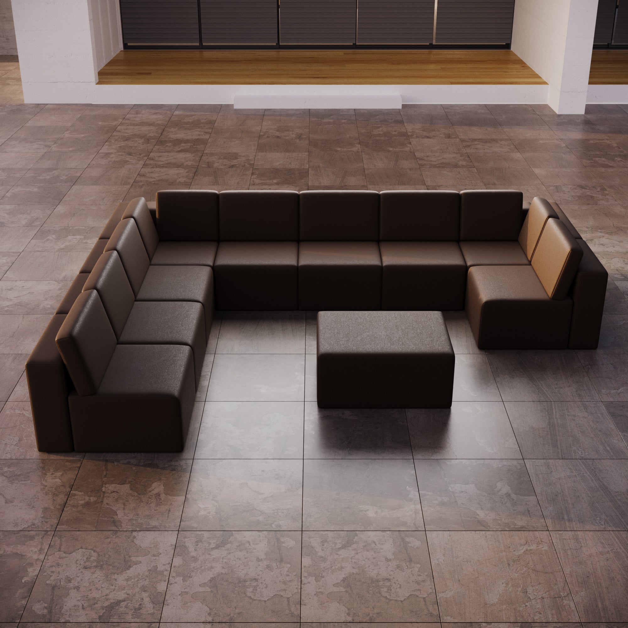 Modulares Gartensofa Eden U open mit Beistellhocker