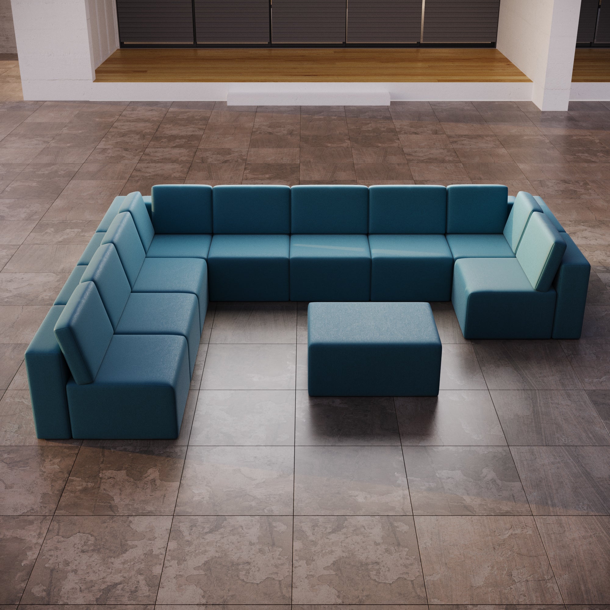 Modulares Gartensofa Eden U open mit Beistellhocker