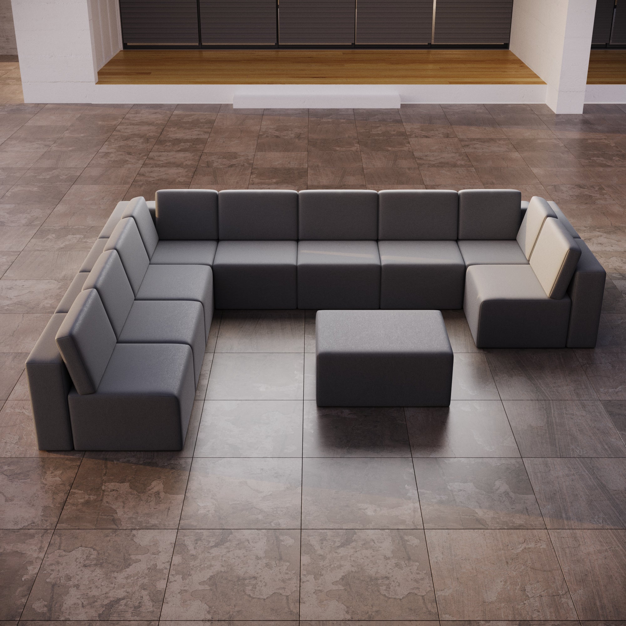 Modulares Gartensofa Eden U open mit Beistellhocker