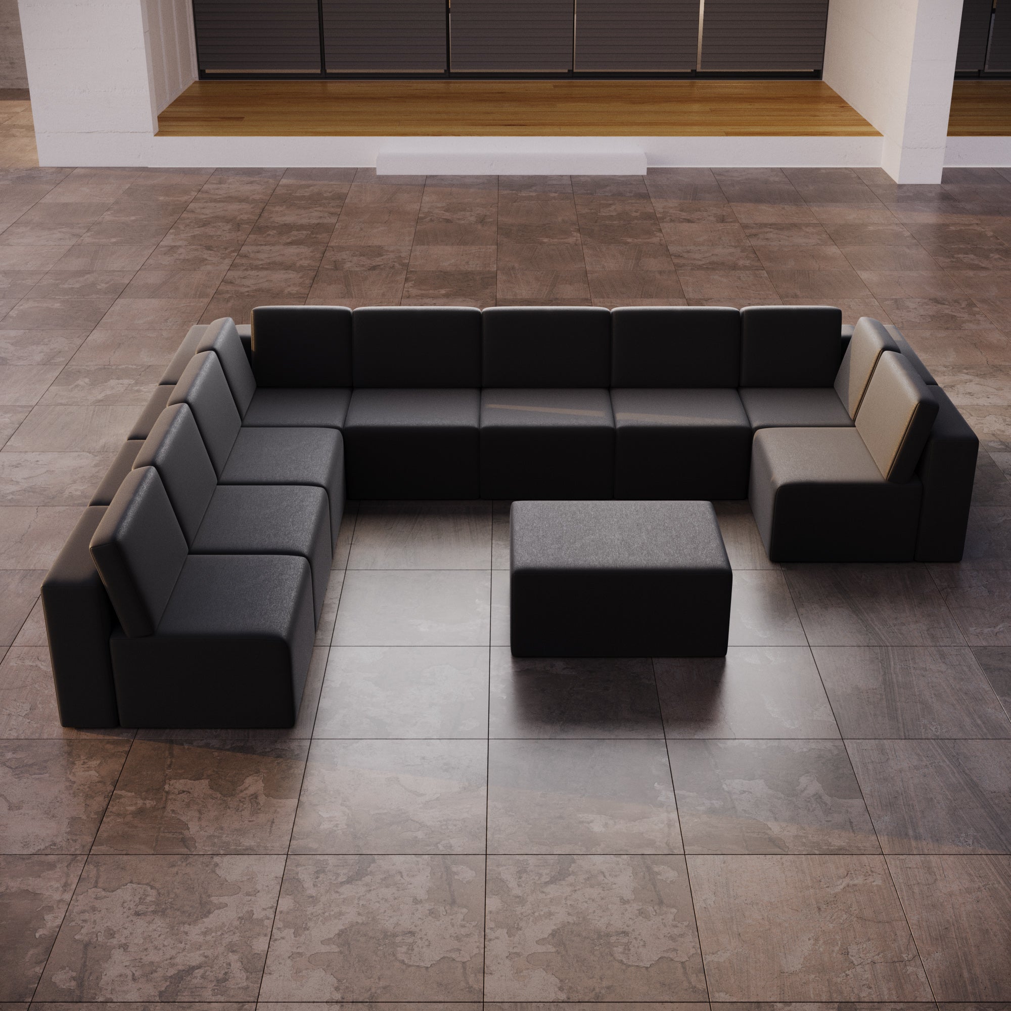 Modulares Gartensofa Eden U open mit Beistellhocker