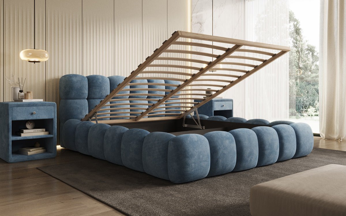 Designer Polsterbett Boston Cord mit Stauraum