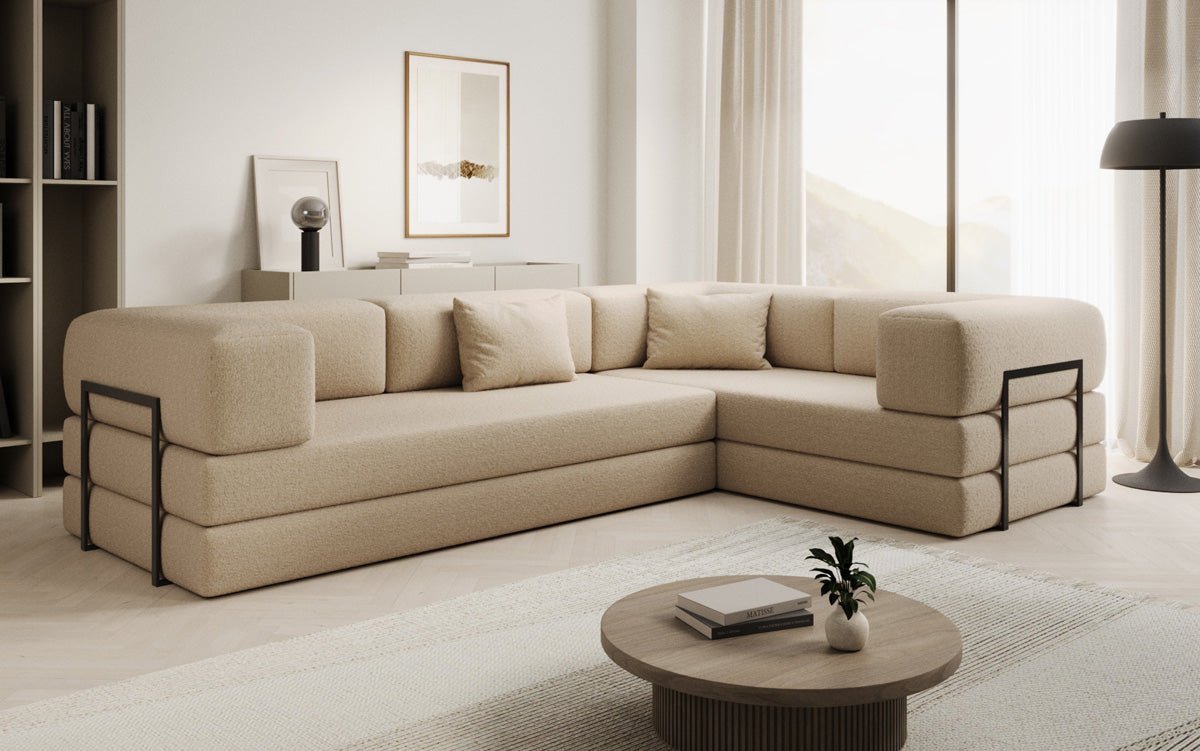 Designer Sofa Lazy L closed in Bouclé