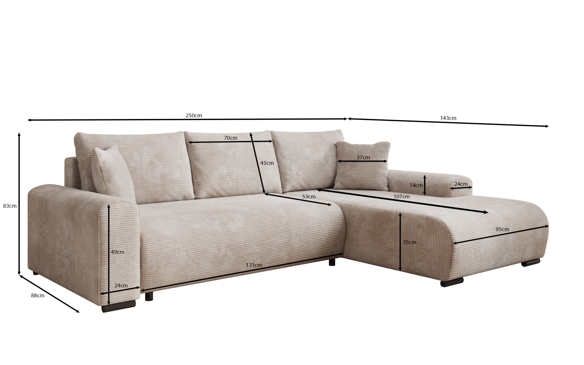 Designer Sofa Nelly mit Schlaffunktion und Stauraum