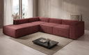 Designer Ecksofa Lesley mit langer Ottomane in Strukturstoff