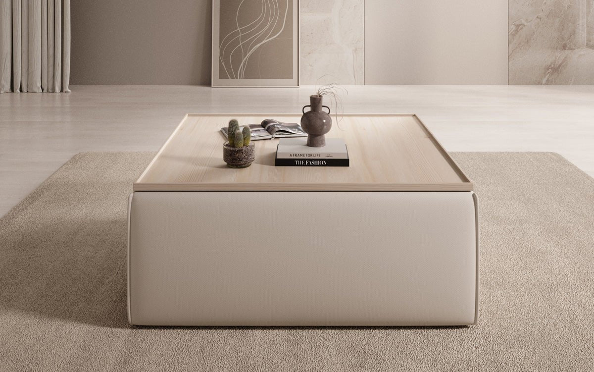 Lesley side stool/coffee table with storage in fabric