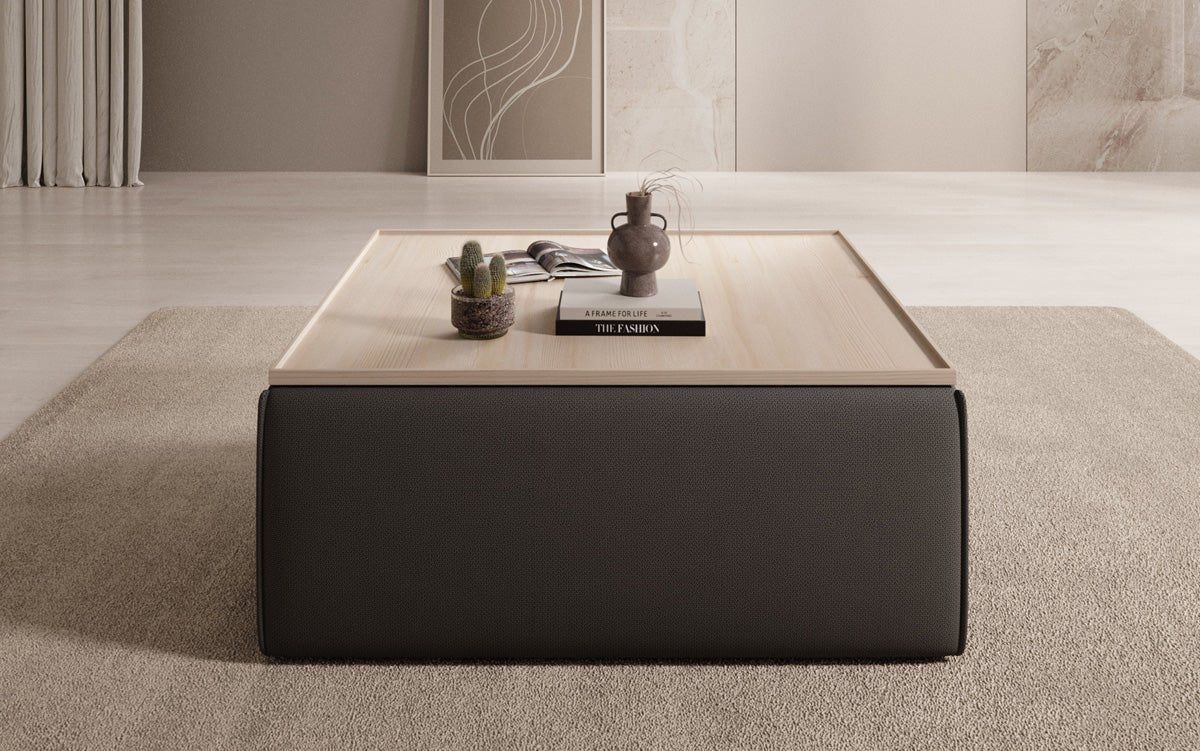 Lesley side stool/coffee table with storage in fabric