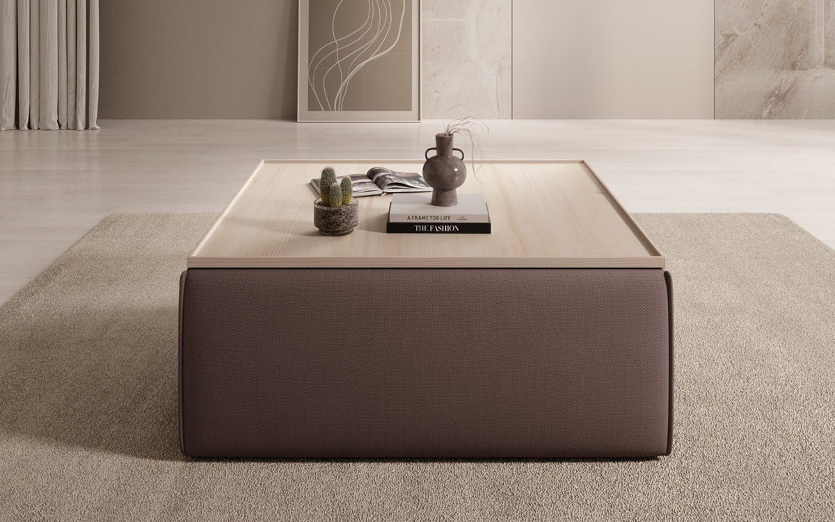 Lesley side stool/coffee table with storage in fabric