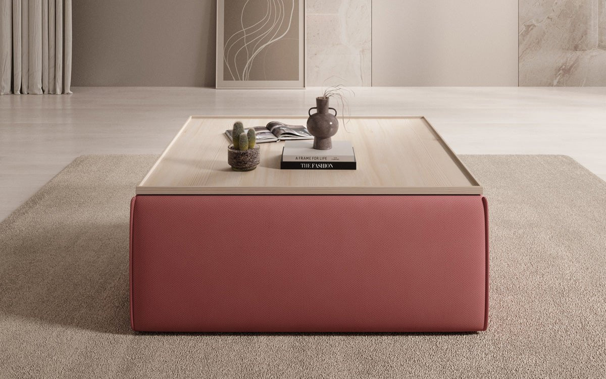 Lesley side stool/coffee table with storage in fabric