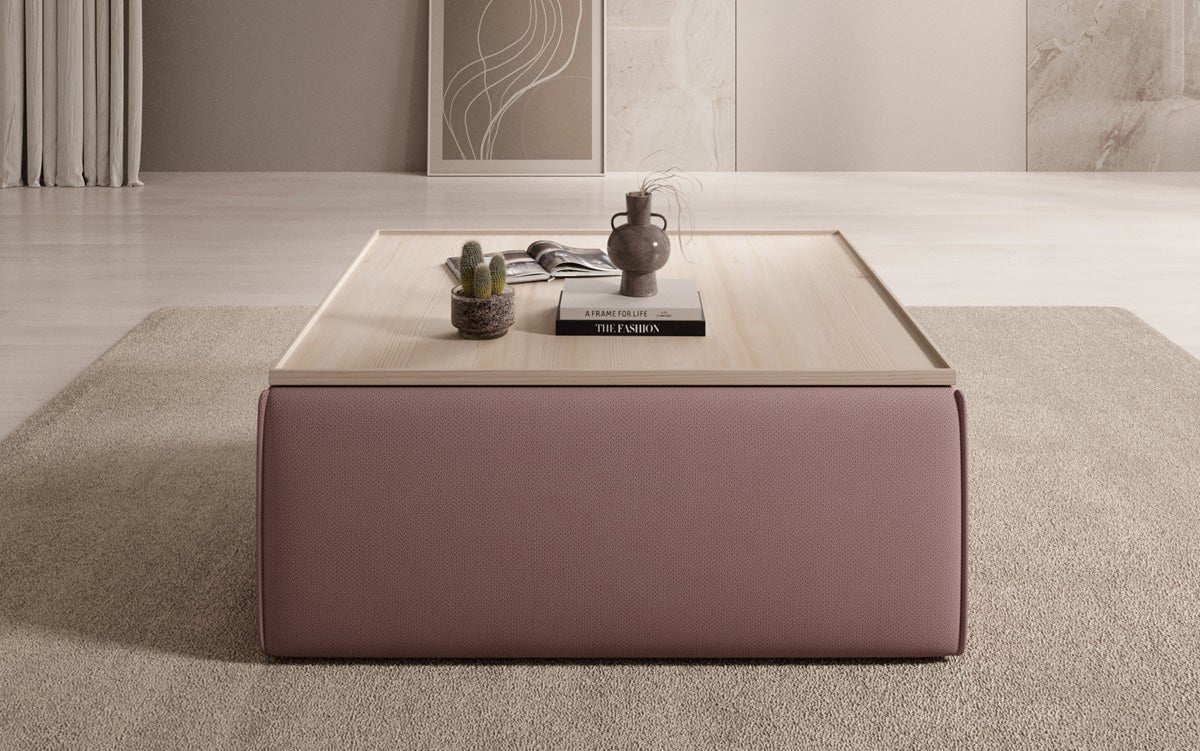 Lesley side stool/coffee table with storage in fabric