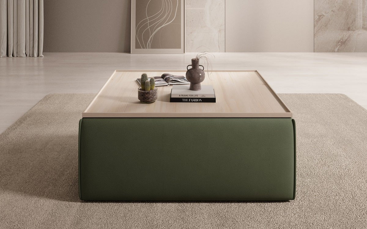 Lesley side stool/coffee table with storage in fabric