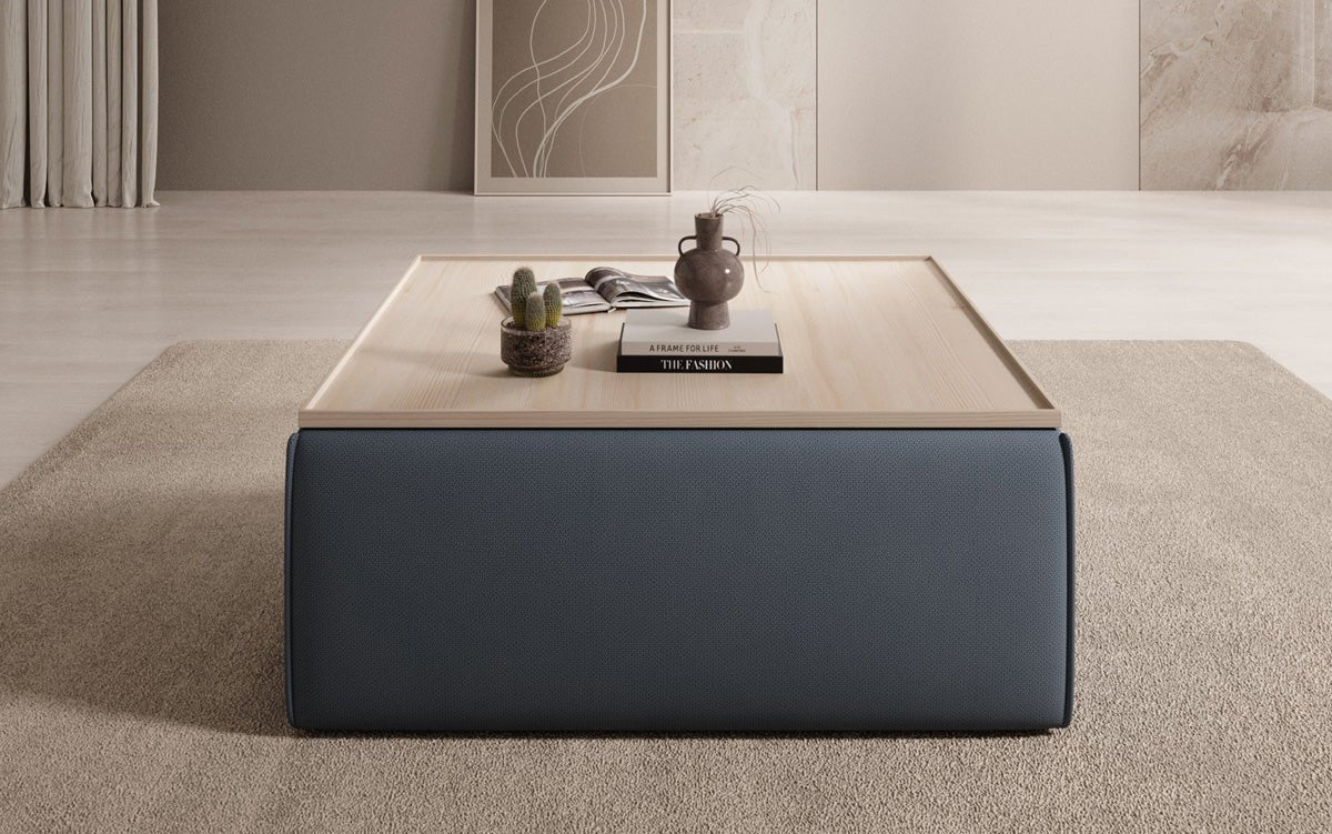 Lesley side stool/coffee table with storage in fabric